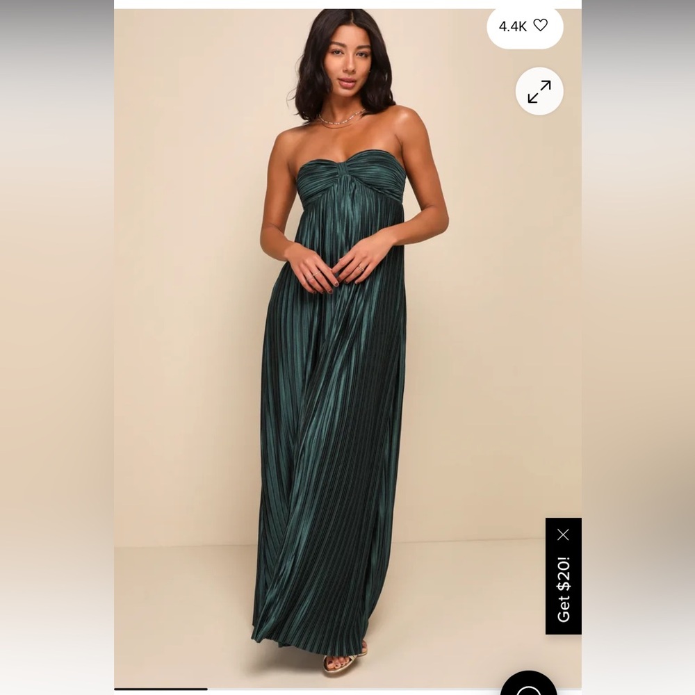 Lulus emerald pleated strapless dress